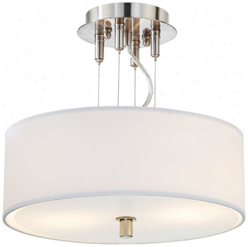 14" Wide White Shade Semi-fllush Ceiling Light (00884)