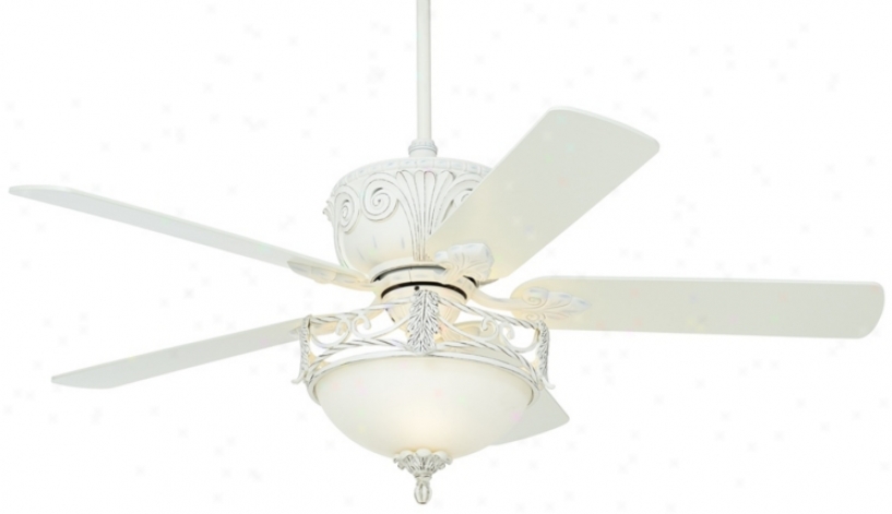 52" Casa Deville&#8482;R ubbed White Ceiling Fan With Light (87534-45518-v4314)