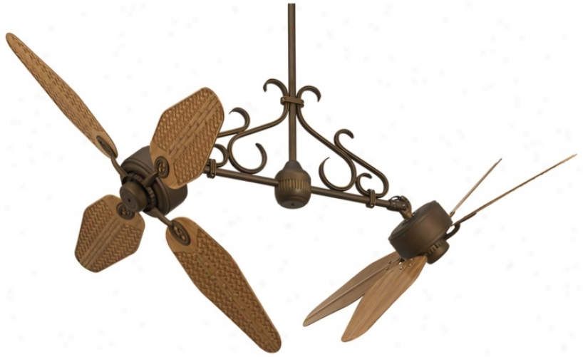 52" Casa Nova Weave Dual-head Bronze Outdoor Ceiling Fan (v0203-v0208)