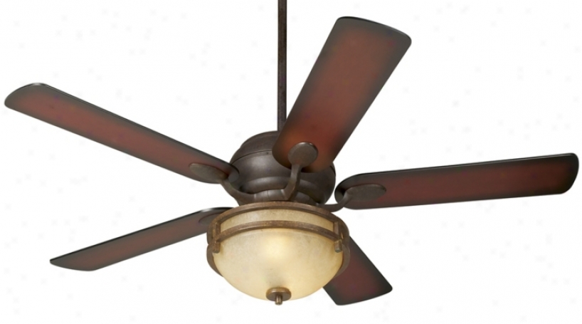 52" Casa Vieja&#174; Black Rust Shaded Blades Ceiling Fan (86814-56255-79200)