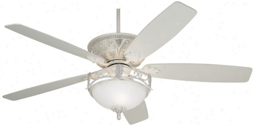60" Casa Vieja Montego Rubbed White Ceiling Fan With Light (r4086-r4090-v4314)