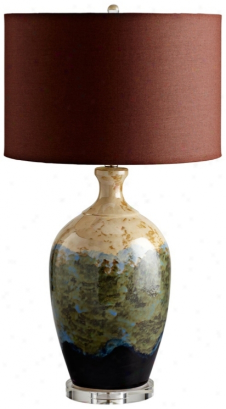 Albuquerque Beige And Aqua Ceramic Table Lamp (x6039)