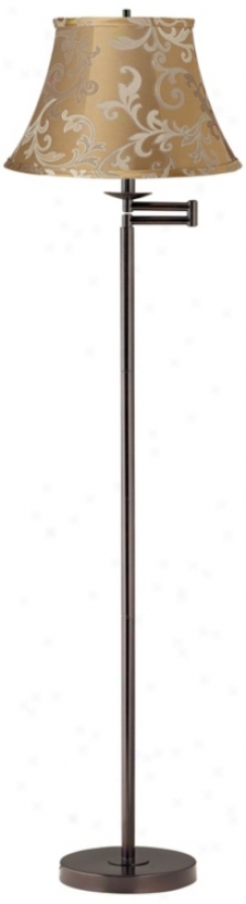 Pimento Floral Scroll Bronze Bias Arm Floor Lamp (41523-v3798)