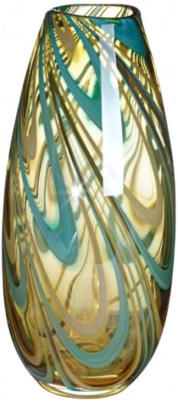 Amber Swirl 12" High Narrow Glass Vase (x0000)