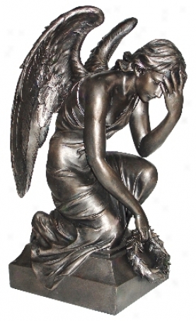Angel With Wings Antique Bronze Sculpture (h5596)