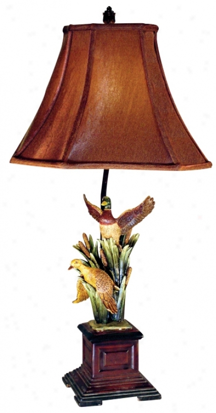 Antique Finish Mallard Duck Table Lamp (g0593)
