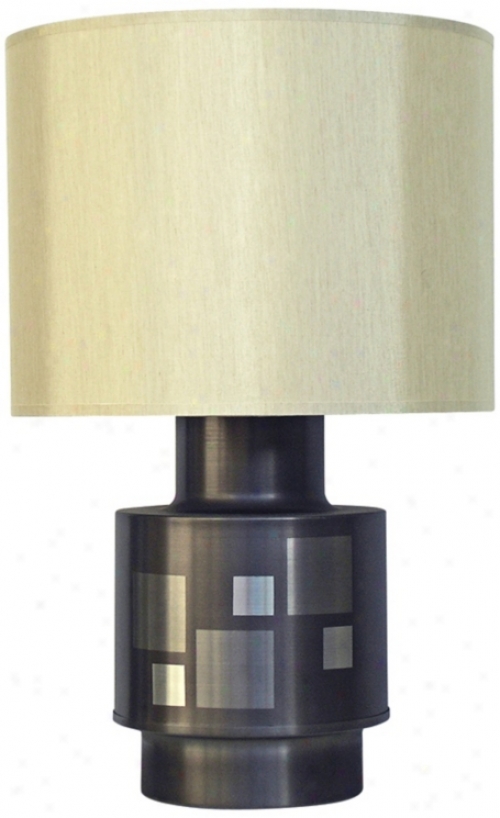 Babette Holland Michelle Charcoal Squares Modern Table Lamp (v5496)
