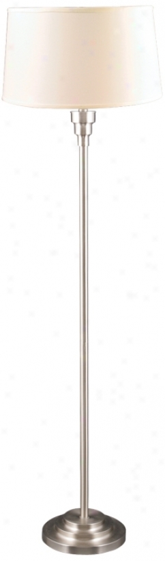 Balboa Satin Nickel With Cream Sahde Contemporary Floor Lamp (u9398)