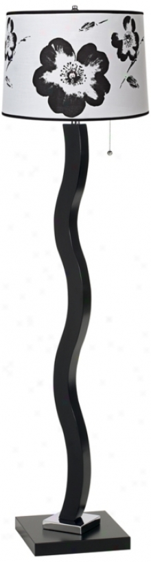 Black And Whits Flower Wave Stick Floor Lamp (t4660-u1439)