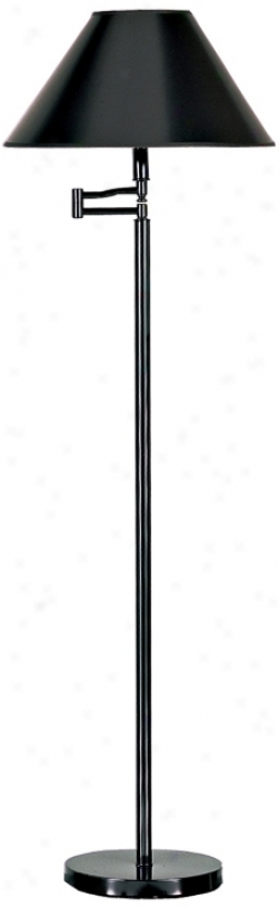 Black Finish With Mourning Shade Swing Arm Floor Lamp (h4189)