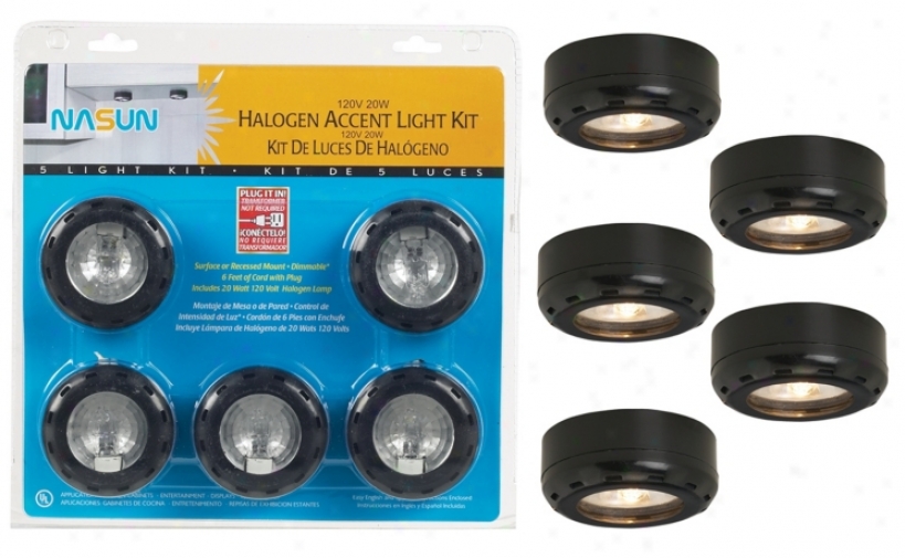Black Halogen 20 Watt 5-pack Puck Light Kit (86395)