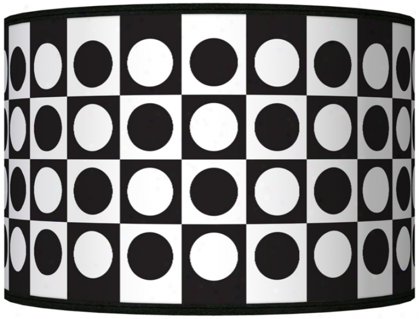 Black/white Dotted Square Giclee Shade 12x12x8.5 (spider) (j8517-k5420)