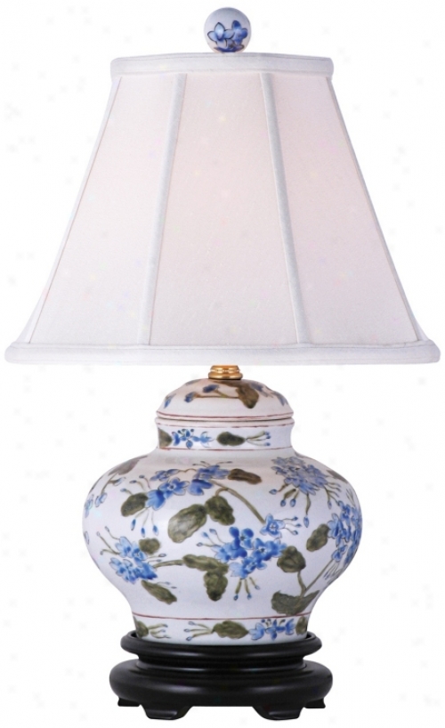 Blue And Gre3n Floral Hand-painted Ceramic Table Lamp (k8788)