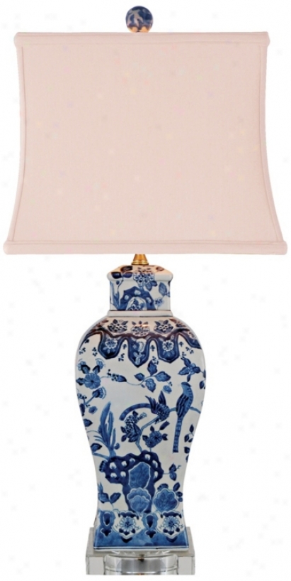 Blue And White Square Vase Porcelain Table Lamp (n1985)
