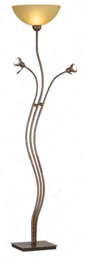 Bronze And Beige 3in-1 Torchiere Floor Lamp (54006)