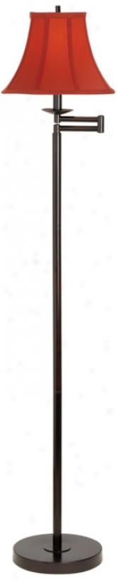 Bronze With Geneva Cinnabar Shaade Swing Arm Floor Lamp (41523-52201)