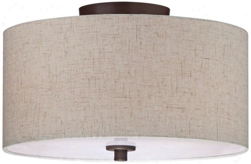 Bronze With Off White Shade14" Wide Ceiling Light Fixture (t9640)