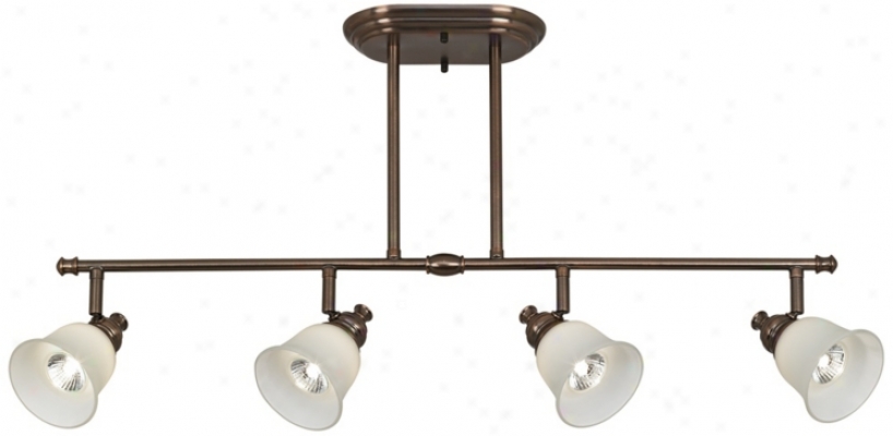 Bronze With White Glass Bell 4-light Track Fixture (t7514)