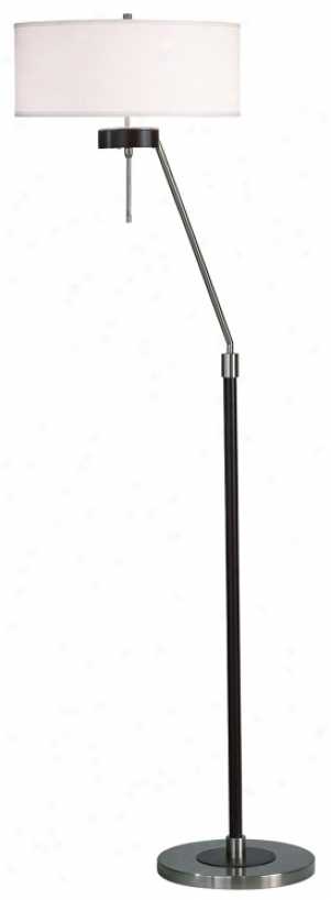 Brushed Nickel And Wood Slim Streak Rotating Floor Lamp (04922)