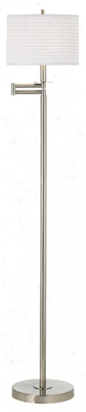 Brushed Nickel With White Drum Shade Swing Arm Floor Lamp (42316-23750)