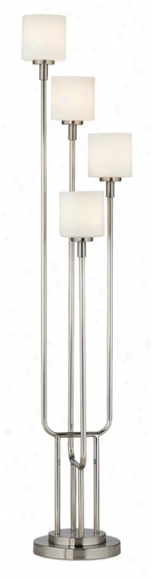 Brushed Steel And Frosted Glass Light Tree Floor Lamp (k7494)