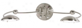 Brushed Steel Double Plug-in Headboard Swing Arm Wall Lamp (13726)
