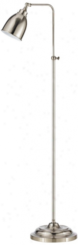 Brushed Steel Metal Adjustable Pole Pharmacy Floor Lamp (p9570)