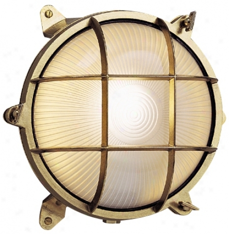 Bulkhead 10 1/4" Wide Brass Round Outdoor Wall Light (85703)