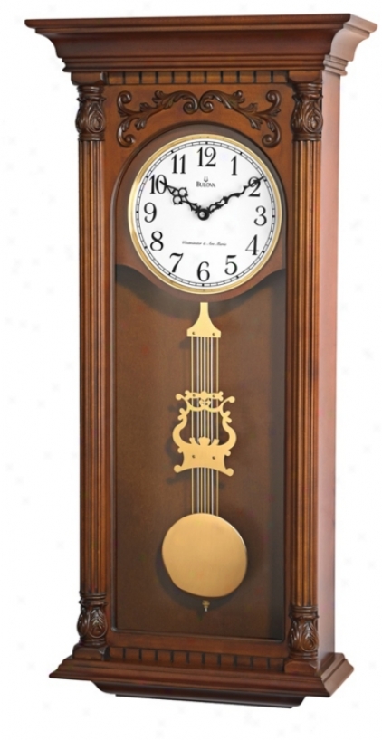Bulova Norwood 33 3/4" iHgh Solid Wood Wall Clock (v7787)