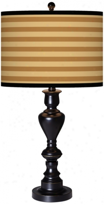 Butterscotch Parallels Giclee Glow Black Bron2e Table Lamp (x0022-x2754)
