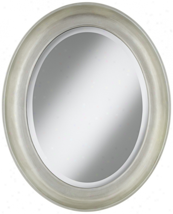 Cameo Silver Finish 30 1/2" High Oval Wall Mirror (w4273)