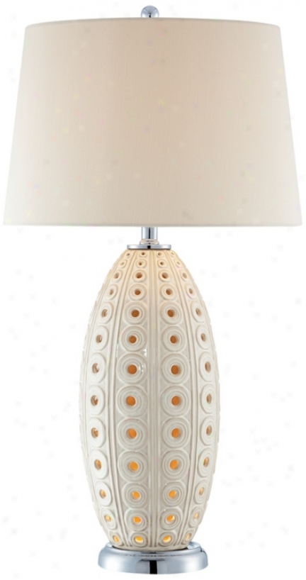 Ceramic Circles White Nightlight Table Lamp (t4686)