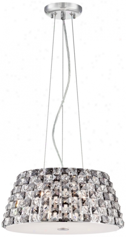 Checkerboard Crystal 15" Wide Clear And Smoky Pendant (w6672)