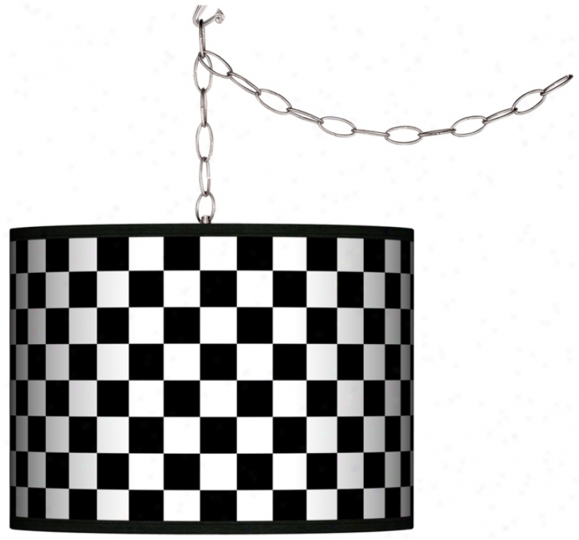 Checkered Blacck Giclee Swag Stlye Plug-in Chandeier (f9542-k5889)