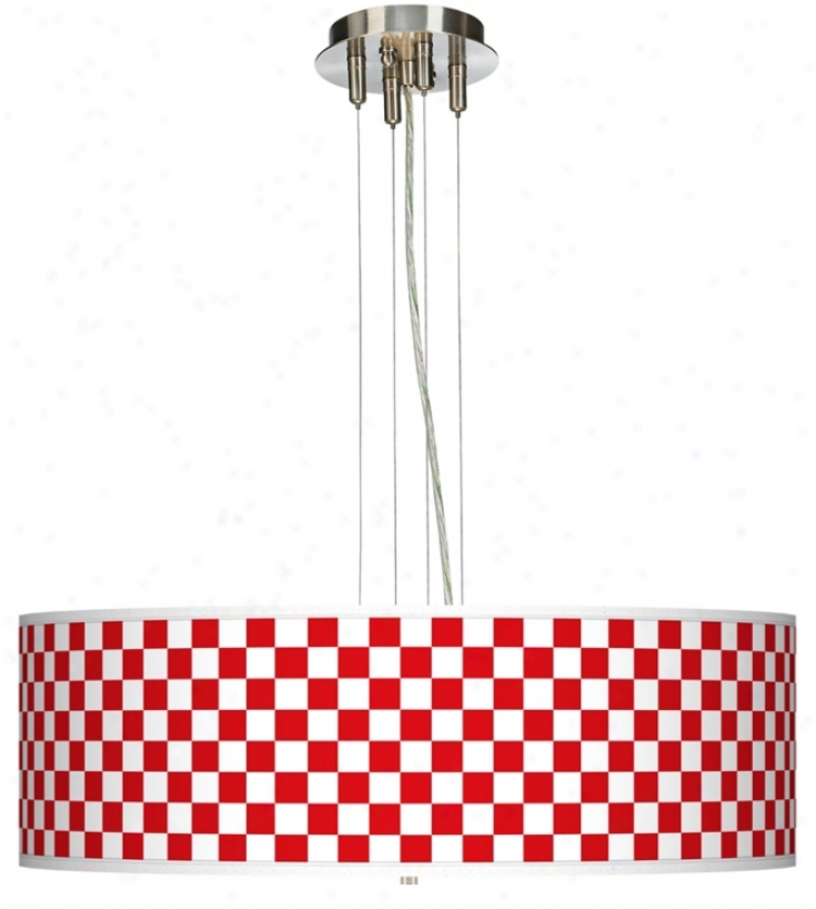 Checkered Red 24" Wide Fur Light Pennant Chandelier (17276-k5878)