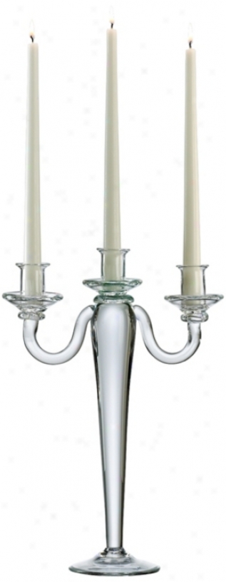 Clear Goass Thrre Light Taper Candle Candelabra (v0821)
