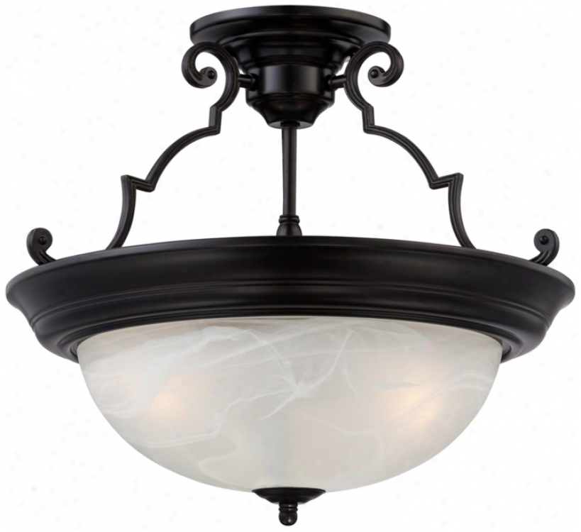 Conroy White Marble 16" Wide Bronze Ceiling Light (w4430)