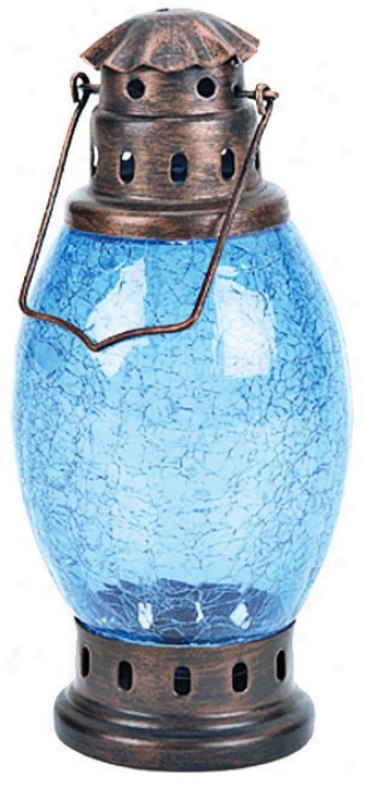 Cool Blue Crackle Glass Lantern (v9482)
