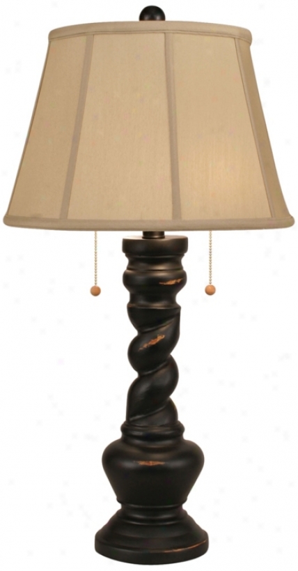 Distressed Black Two Light Twisted Base Table Lamp (p3988)