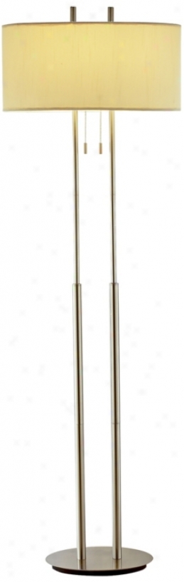 Duo Light Satin Steel Floor Lamp (r4603)