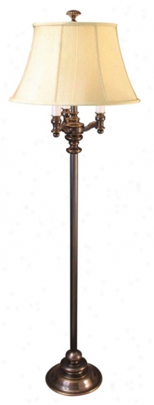 French Bronze 4-light Beige Shade Floor Lamp f(4398)