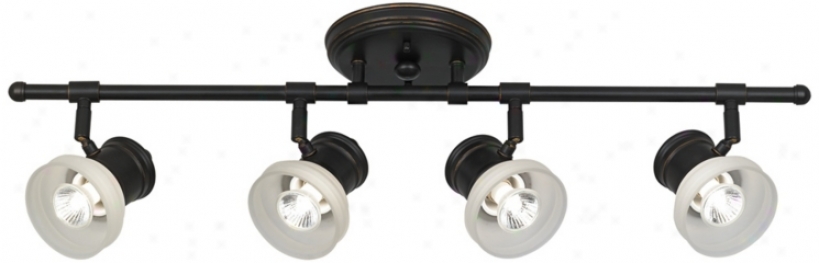 Frosted Glass And Bronze 4-light Track Fixture (t6300)