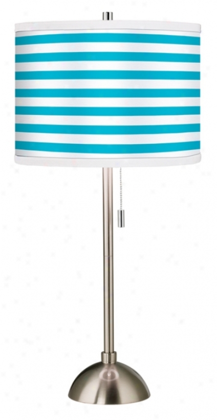 Giclee Aqua Horizontal Stripe Table Lamp (60757-23299)