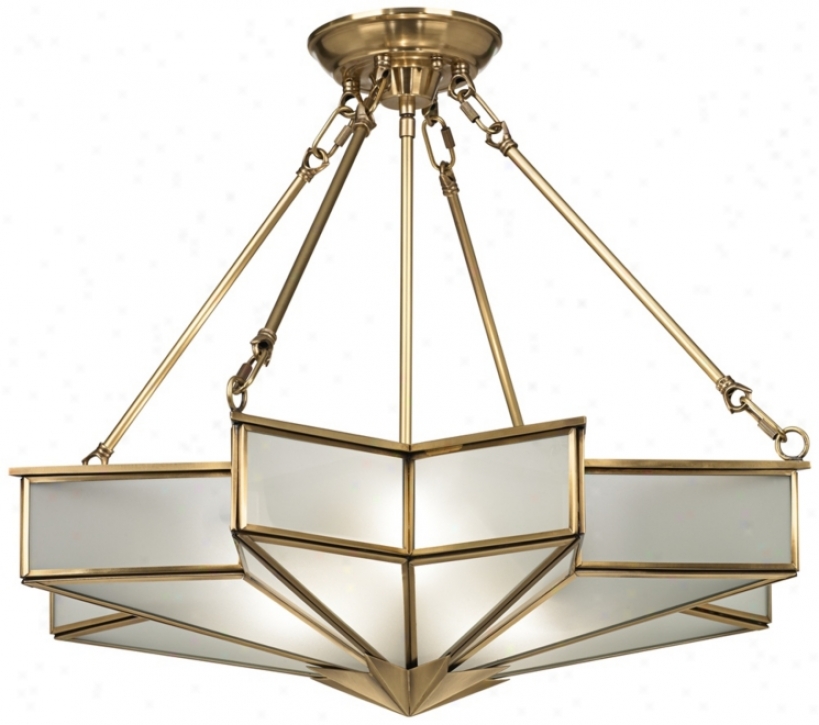 Glass Star 24 3/4" Wide Antique Brass Pendant Light (v6791)