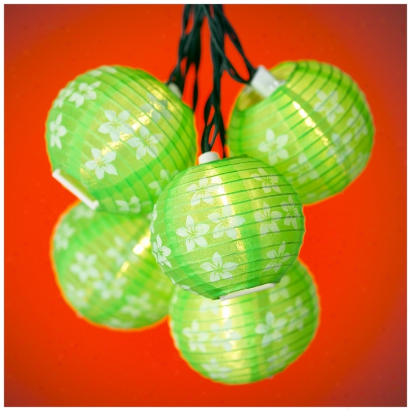 Green Lantern Floral Patterned Party String Lights (k7142)