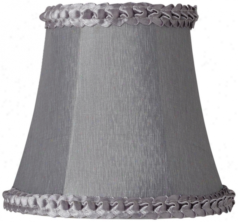 Grey Ribbon Trim Bell Lamp Shade (clip-on) 3.5x5.5x5 (v3655)