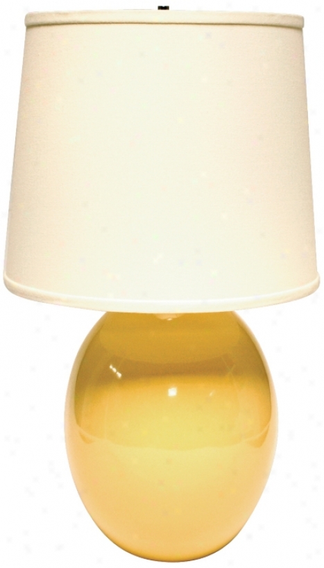 Haeger Potteries Saffron Yellow Ceramic Egg Table Lamp (k3154)