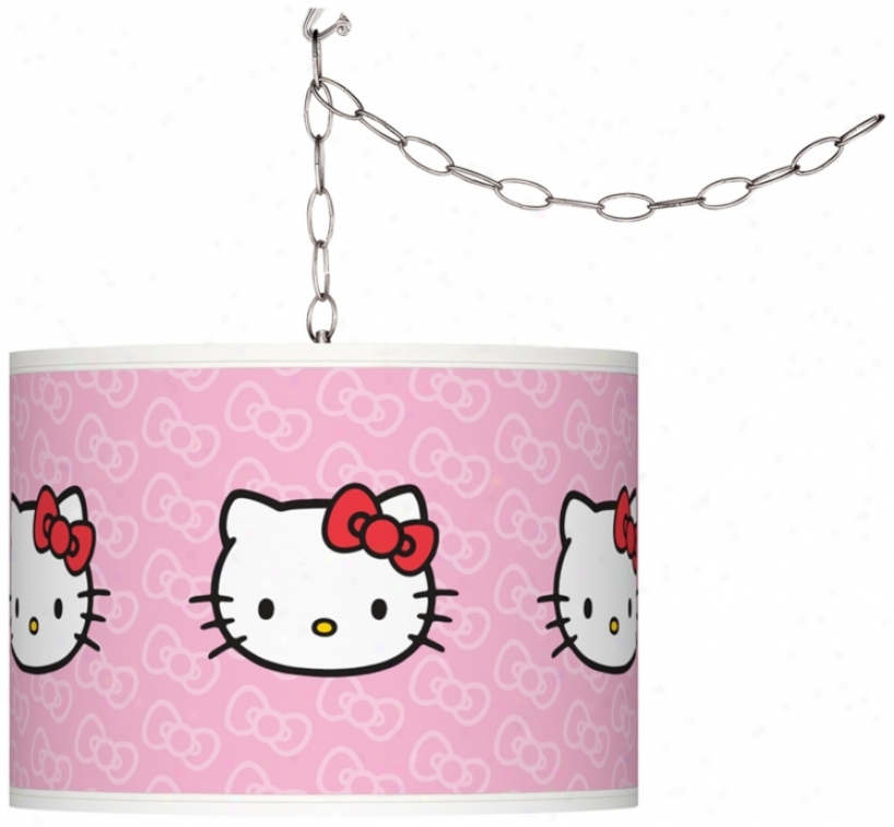 Hello Kitty Classic 13 1/2" Wide Silver Plug-in Swag Pendant (x6786-y5329)
