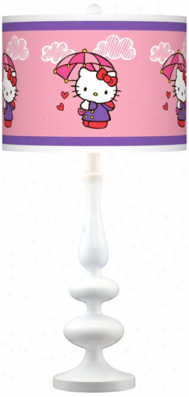 Hello Kitty Rain Or Sgine Paley White Table Lamp (n5729-y5108)