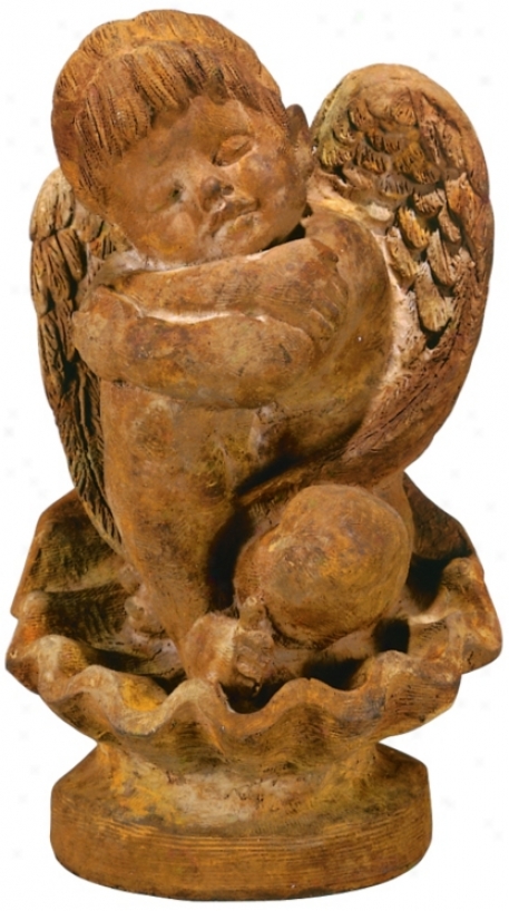 Henri Studios Li&#8217;l Angel On Seashell Garden Sculpture (26886)